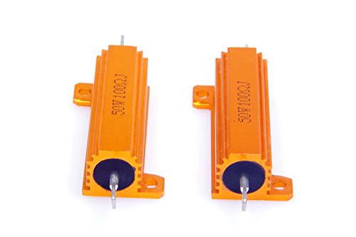 LM YN 2 Pcs 50 Watt 100 Ohm 5% Wirewound Resistor Electronic Aluminium Shell Resistors Gold Suitable For Inverter, LED lights, Speakers, Frequency Divider, Servo Industry And Other Industrial Control