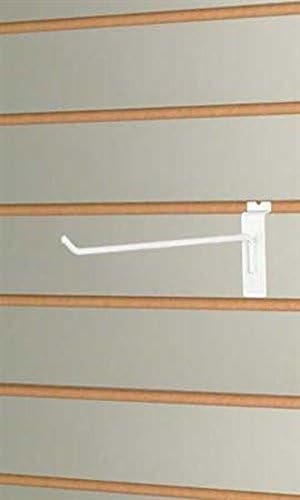 Pack of 25 New Retail White Slatwall Hook 8" - 6mm Diameter Tubing