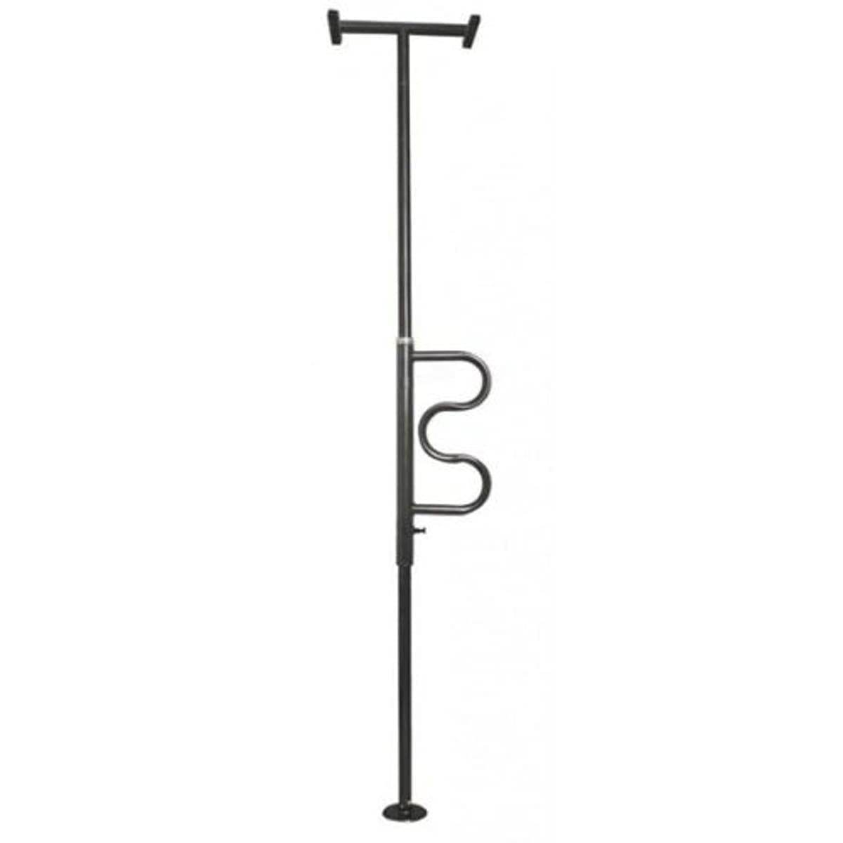 NRS Healthcare Floor to Ceiling Security Pole with Curved Grab Bar - Black Finish