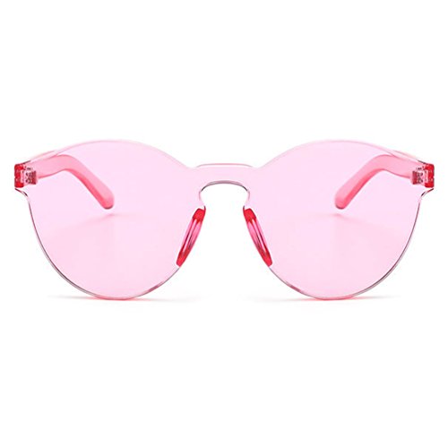 Armear Oversized One Piece Rimless Tinted Sunglasses Clear Colored Lenses (Pink, 58) - Thumbnail 5