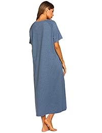 Ekouaer - Abrigo largo para mujer con cremallera frontal, largo completo, con bolsillos, a rayas