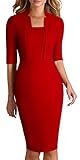 HOMEYEE Women's Classy Short Sleeve Official Sheath Casual Pencil Dress 693