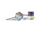 Aurore Boreale Tilted Cube Finest Austrian Crystal Earrings, 6mm