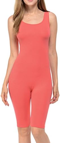 7Wins JJJ Women Catsuit Cotton Lycra Tank Bermuda Short Yoga Bodysuit Jumpsuit