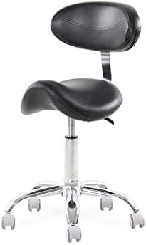XSDA Tattoo Stool Computer Chair Adjustable Saddle Stool Back Support Ergonomic Rolling Seat Massage Stool 49-64cm 2 Colors (Color : Black)
