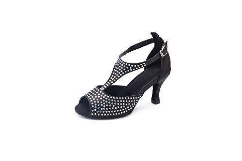Pierides Women's Rhinestone Ballroom Dance Shoes Latin Salsa Performance Wedding Dance Shoes for 1920s