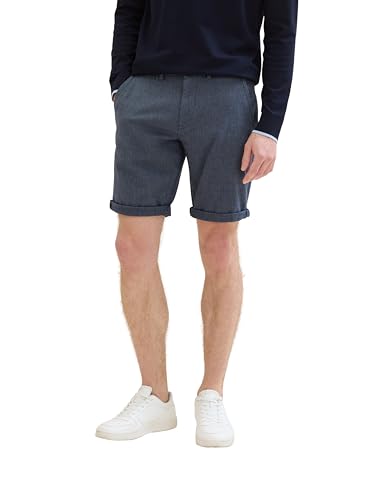 TOM TAILOR Herren Regular Fit Chino Shorts, navy diamond structure, 28