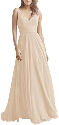 XJLY Women's A Line V Neck Chiffon Bridesmaid Dresses Evening Dress Party Dress