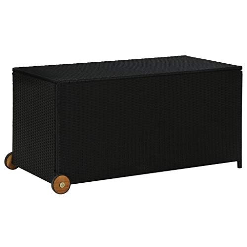 vidaXL Garten Aufbewahrungsbox Auflagenbox Gartentruhe Kissenbox Gartenbox Kissentruhe Auflagenkiste Schwarz 120x65x61cm Poly Rattan