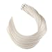 Ugeat 16Inch Tape in Remy Human Hair Extensions Seamless Skin Weft Tape on Real Human Hair Extensions #60 Platinum Blonde Tape on Hair 20Pcs 50Gram