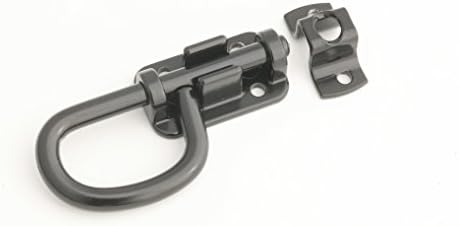 Handle Latch Bolt Door Security Lock - for Standard Door, Barn, Shed, Gate, Stall, French Door, Storm Door, RV Door, Cabinet Hardware, and More (Made in USA) (Black Powder Coat Finish)