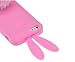 Lovely Rabbit Silicone Bunny Case For iPhone 5 with Furry Tail - Pink