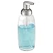 mDesign Refillable Glass Foaming Hand Soap Dispenser - Foam Soap Pump Bottle Container for Bathroom Counter Top - Decorative Foam Soap Dispenser - Malloy Collection - Clear/Brushed Chrome