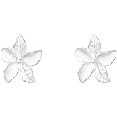 Mini Flower 925 Sterling Silver Stud Earrings for Women Cartilage Floral Blossom Leaf Tragus Tiny Studs Earring Cute Birthday Jewelry for Daughter Hypoallergenic 20G