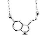 Serotonin Molecule Necklace in Silver Tone Alloy by Silver Phantom Jewelry