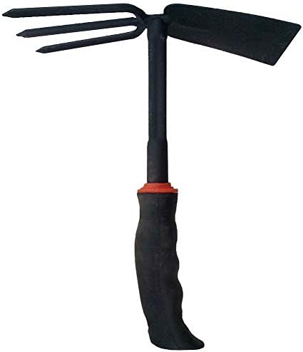 paletur88 Garden Hoe Two Head Durable Multipurpose Portable Digger Weeding Iron Excavator With Fork Hand Tool Non Slip Rustproof Cultivator