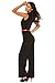 Roswear Women's Sexy Plunge V Neck Belted Wide Leg Jumpsuits Dress