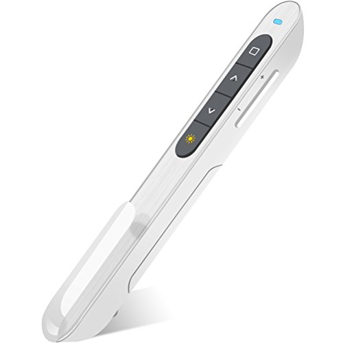 DinoFire® Wireless Presenter, Support Hyperlink Volume Control RF 2.4GHz PowerPoint Clicker Presentation Remote Control (White)