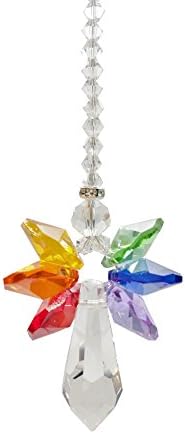 Waner Crystal Guardian Angel Suncatcher Car Charm for Rear View Mirror (Chakra)