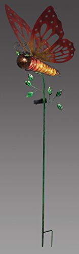 Sunset Vista Designs 92574 Orange Butterfly Garden Stake, Solar Powered Light