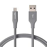 AmazonBasics Lightning to USB A Cable, Advanced Collection, MFi Certified iPhone Charger, Grey, 3 Foot