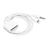 Cell Phone to 30 pin Audio (3.5mm) Adapter Converter for Music Docks & Data Transferring, Lighting 30p to 8p Adapter Compatible with Phone XR/XS/XS Max,8/8plus,7/7,Plus/6/6,Pad and Pod(White)