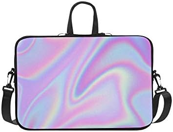 Holographic Abstract Pastel Neon Color Briefcase Laptop Bag Messenger Shoulder Work Bag Crossbody Handbag for Business Travelling
