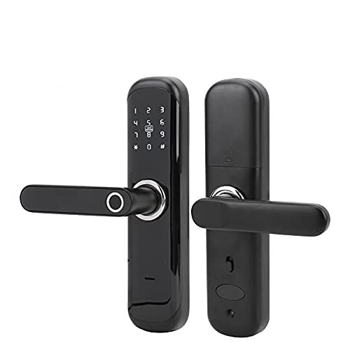 Smart Digital Smart Door Lock, Biometric Lock Safe Handle Door Lock with Keypad, Unlock by Fingerprint, Smart Card, Password, App, Key, for Home Hotel Apartment