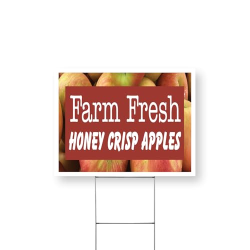 Farm Fresh Honey Crisp Apples Yard Sign 12 Inch x 16 Inch Single Sided Weatherp…