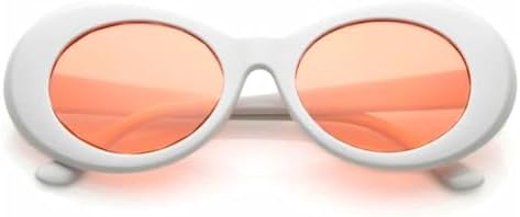 Laurinny White Sunglasses Oval Clout Goggles for Women Men Retro