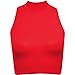 Fashion Wardrobe Womens Crop Top Ladies Polo Turtle Neck Sleeveless Tshirt Cropped 8 10 12 14 New (USA 10-12 / UK 12-14 (M/L), Red)