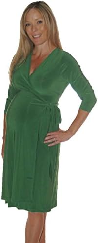 Japanese Weekend Luxe Jersey Maternity Wrap Dress - Solid (X-Large, Green)