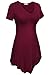 Meaneor Women's V Neck Handkerchief Hem Tunic Top Style 1 Wine Red XXL