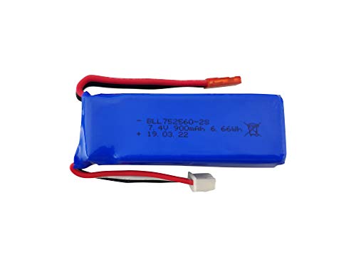 Fytoo 7.4V 900mAh Lithium Battery for XK X520 XK X420 Six-Channels brushless aileron 3D Stunt Helicopter Accessories high Rate Aircraft Model Battery (2PCS) - Thumbnail 4