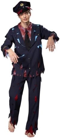 HGM Costume Men's Plus-Size Zombie Police Officer, Red/Blue/Black, X-Large