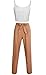 FANCYINN Women 2 Pieces Vacation Outfits Vneck Spaghetti Strap Crop Top and Bodycon Long Pant with Belt Khaiki S
