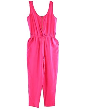 Calvin Klein Women's Half-Zip Tapered Jumpsuit (4, Hibiscus)