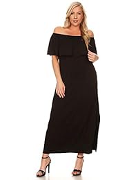 Sweetkie - Vestido para mujer con hombros descubiertos, tejido elástico, abertura lateral