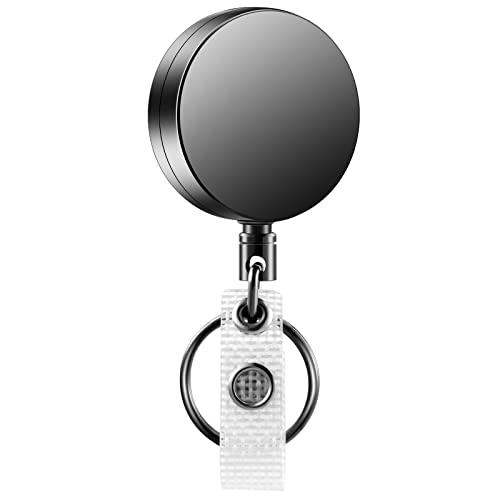 1 Pack Heavy Duty Badge Reel, Retractable Badge Clip,Upgrade Retractable Badge Holders,Premium Heavy Duty Metal ID Badge Holder with Belt Clip Key Ring for Name Card Keychain (1)