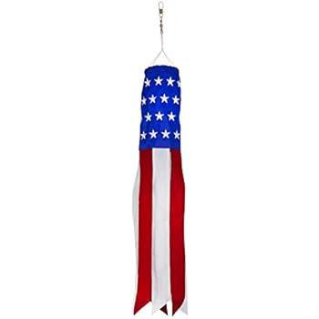 In the Breeze 5034 Stars & Stripes Windsock-Patriotic Hanging Decoration, 18 Inch, Embroidered Stars and Stripes