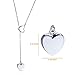 New Silver Dainty Lariat Y Necklace with Rhodium Plating for Women Tarnish Resistant Heart Necklace