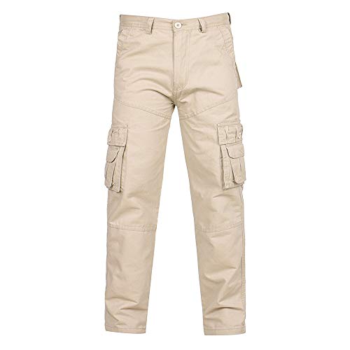Fashion Men's Casual Outdoors Button Multi-Pocket Work Trouser Cargo Long Pants Beige - Thumbnail 6