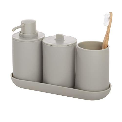 iDesign Cade Holder, Holds Normal Toothbrushes, Spin Brushes, and Toothpaste, Matte Gray