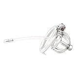 Happygo Super Small Male Chastity Device with Catheter,Stealth Convenient Lock Cock Cage,Penis Ring, Hypoallergenic Stainless Steel Chastity Belt, Virginity Lock, Adult Game Sex Toy (1.57 inch/ 4.0cm)