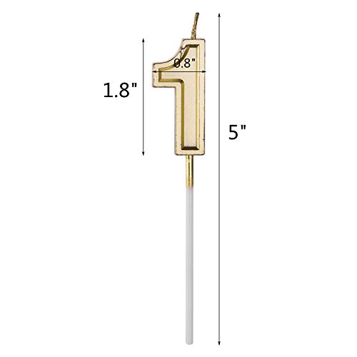 Belleone Birthday Cake Candle Numbers Decoration - Number Candle Set for Birthday Cake Cupcake Topper Decoration Birthday Party Celebration (Gold Number 1)