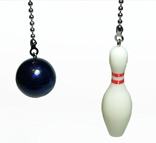 Bowling Ball &amp; Pin Ceiling Fan Pull Set by Wooden Androyd Studio (Blue)