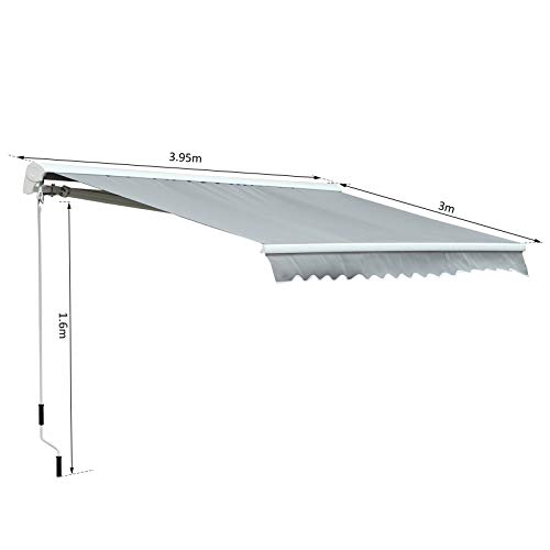Outsunny Markise mit Handkurbel, Gelenkarmmarkise, Elektrisch/Manuell, mit Fernbedienung, Sonnenschutz, Wandmontage… – Bild 8