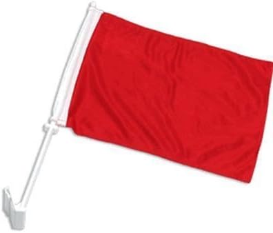 Plain Red Car Flag 18'' x 12'' - Solid - Color Car flags 30 x 45cm - Banner 18x12 INCHES PLASTIC STICK - AZ FLAG
