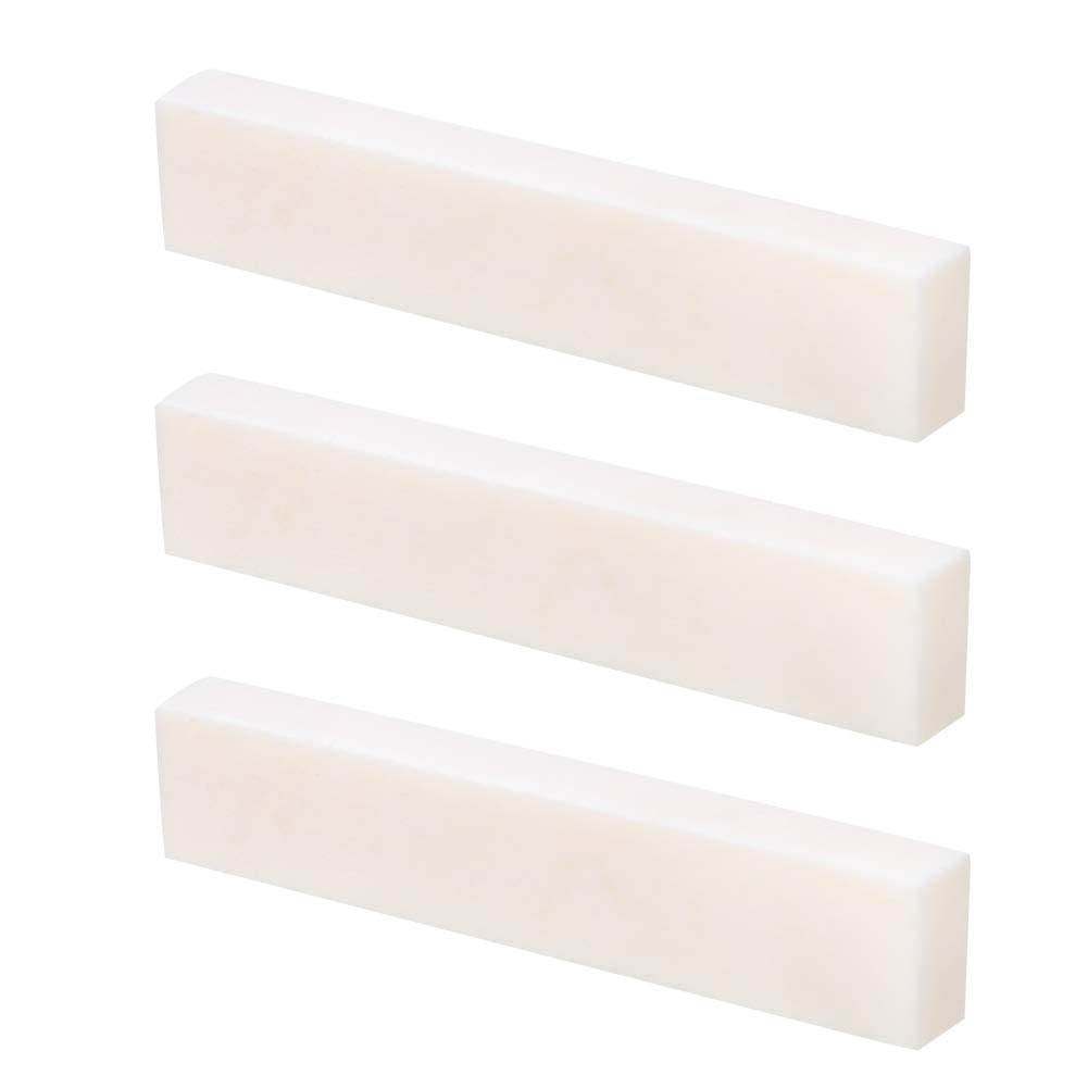 52 x 6 x 10mm / 2 x 0.2 x 0.4in DIY Blank BuffaloBone, Nut String Pillow Bone Nut and Saddle Blanks Unslotted Guitar Bridge Nuts for Guitar, Mandolin, Banjo, Ukulele (3Pcs)
