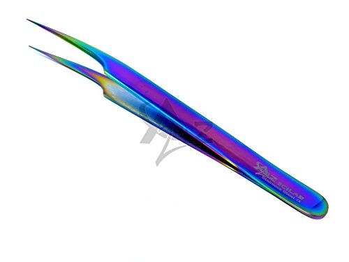 Stainless Steel Jeweler Style Tweezers #8 Multi Titanium Rainbow Color Fine Point (A2Z)